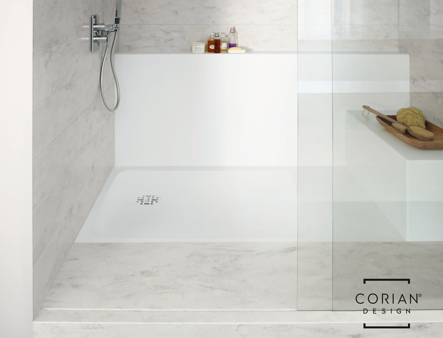 Corian Bath solid surface bathroom shower tray installation