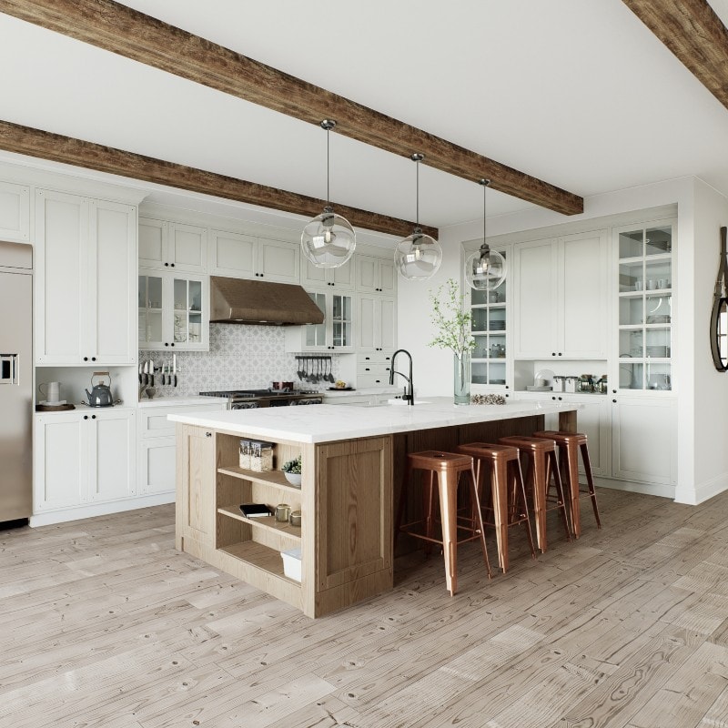 Hanex solid surfaces L shaped kitchen design